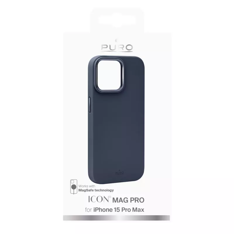 Puro Icon Mag Pro MagSafe silikónové puzdro pre Apple iPhone 15 Pro Max, tmavomodré