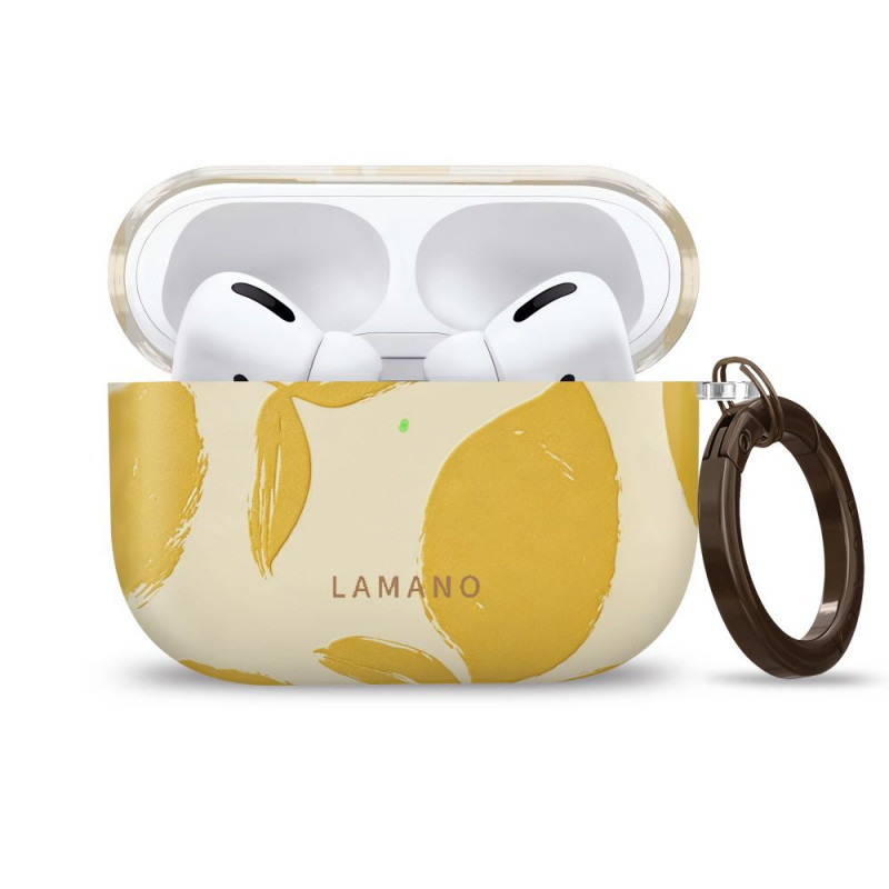 Tech-Protect Puzdro Lamano pre Apple AirPods Pro 3 s karabínou, Lemon Haze (žltá a biela)