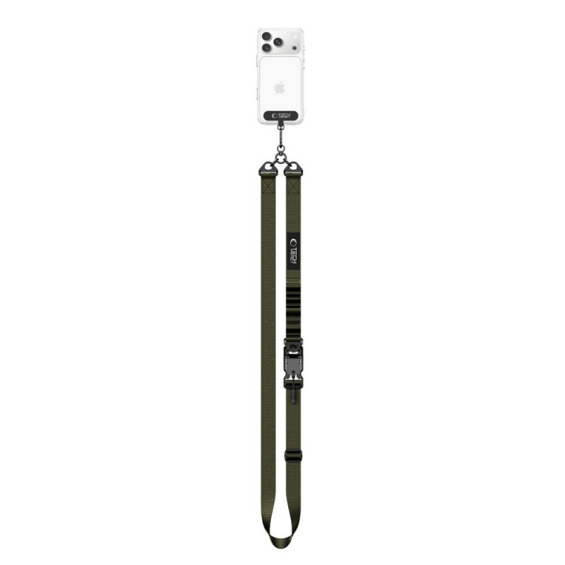 Popruh na telefón cez telo Tech-Protect C9S Rope Crossbody, nylon, 91–140 cm, army green