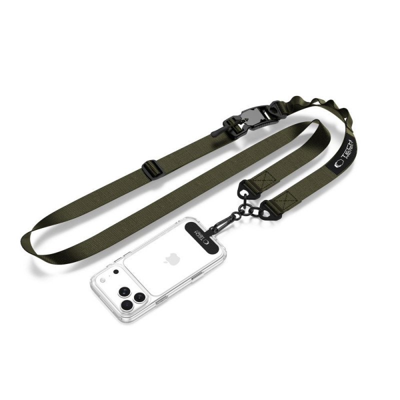 Popruh na telefón cez telo Tech-Protect C9S Rope Crossbody, nylon, 91–140 cm, army green