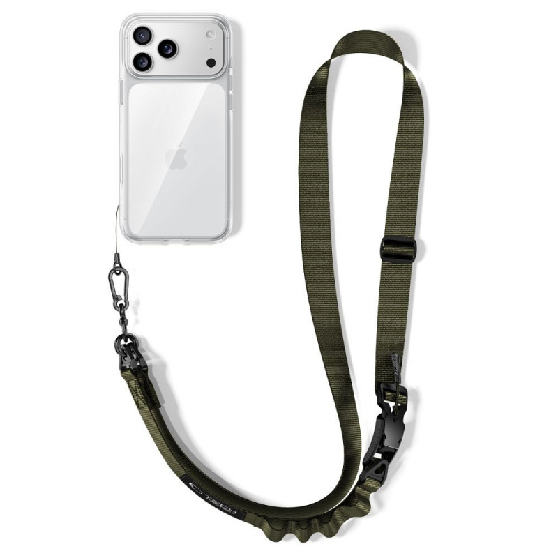 Popruh na telefón cez telo Tech-Protect C9S Rope Crossbody, nylon, 91–140 cm, army green