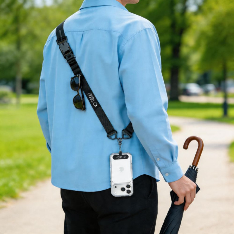 Popruh na telefón cez telo Tech-Protect C9S Rope Crossbody, čierny