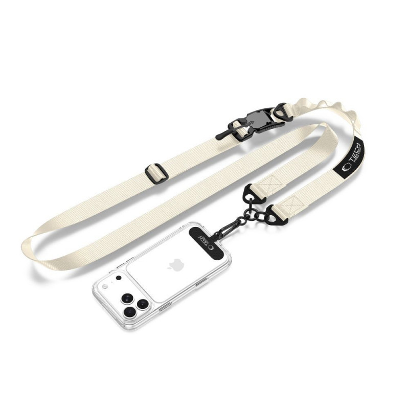 Popruh na telefón cez telo Tech-Protect C9S Rope Crossbody, nylon, 91–140 cm, púštna béžová