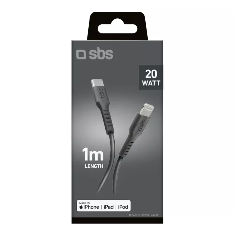SBS TECABLELIGTC1K kábel USB-C na Lightning, 1 m, čierny