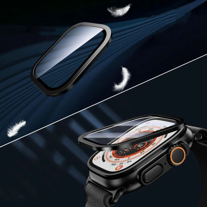 Tech-Protect Glass Ring tvrdené sklo pre Apple Watch Ultra 49 mm, strieborné a čierne (2 ks)