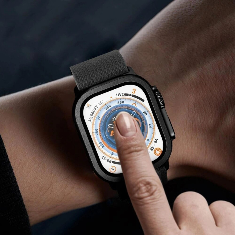 Tech-Protect Glass Ring tvrdené sklo pre Apple Watch Ultra 49 mm, strieborné a čierne (2 ks)