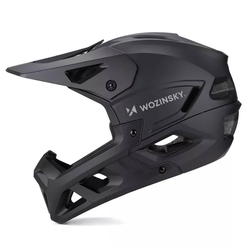 Wozinsky celoprstová cyklistická prilba s odnímateľným štítom, 60-62 cm, čierna