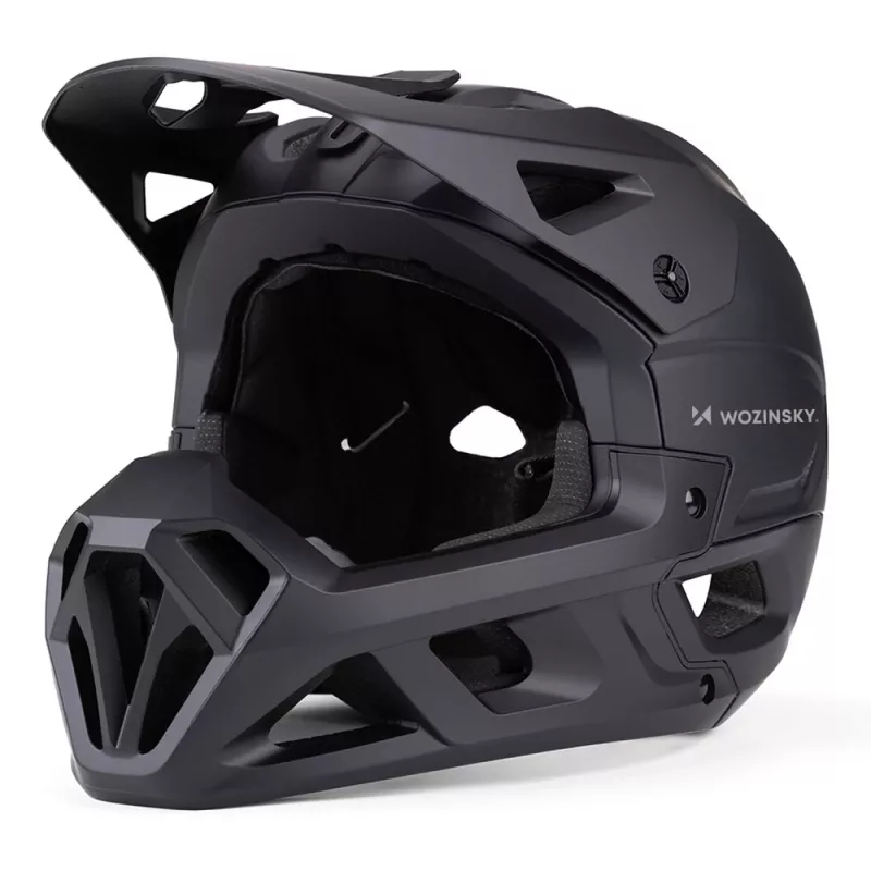 Wozinsky celoprstová cyklistická prilba s odnímateľným štítom, 60-62 cm, čierna