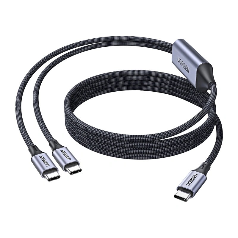 UGREEN L533 2in1 kábel USB-C, USB-C na 2x USB-C PD 140W, 2 m, čierny