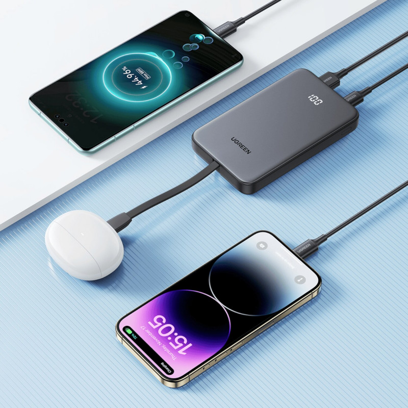 UGREEN PB526 10000mAh 20W power banka so vstavaným káblom USB-C