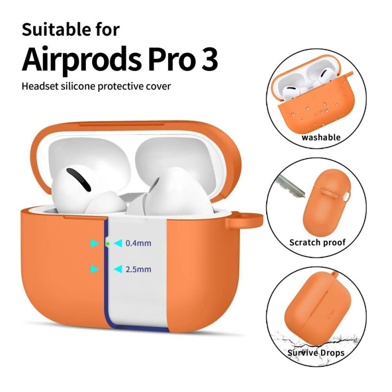 Tech-Protect Silikónové puzdro Hook pre Apple AirPods Pro 3, Cosmic Orange