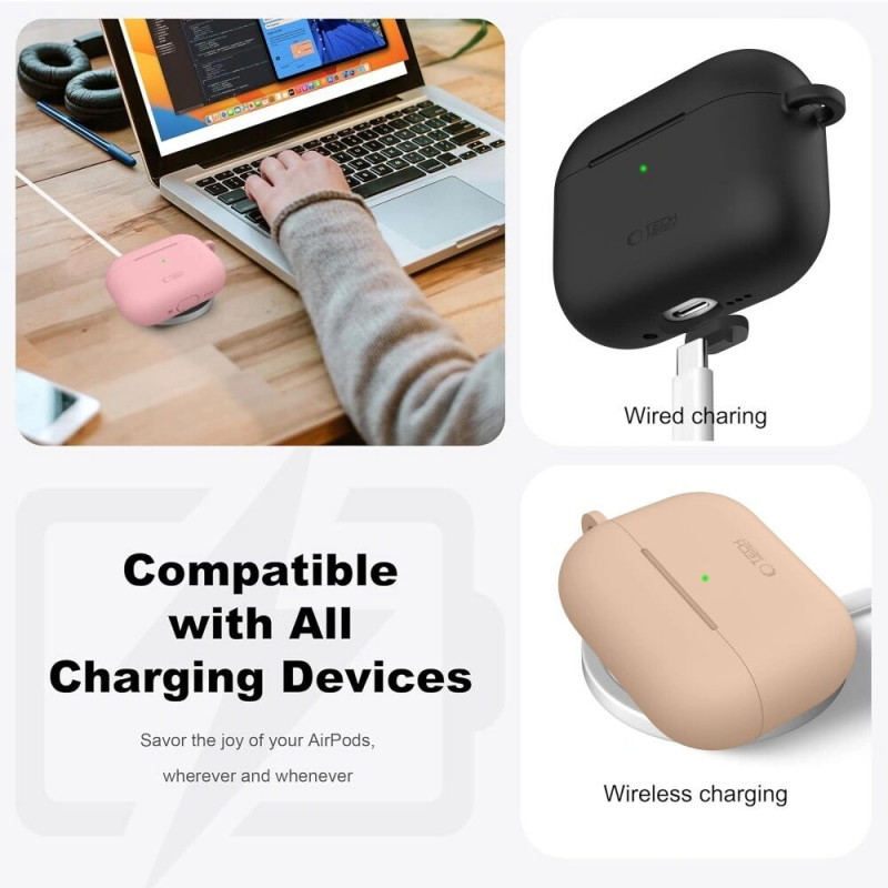 Tech-Protect Silikónové puzdro Hook pre Apple AirPods Pro 3, Cosmic Orange