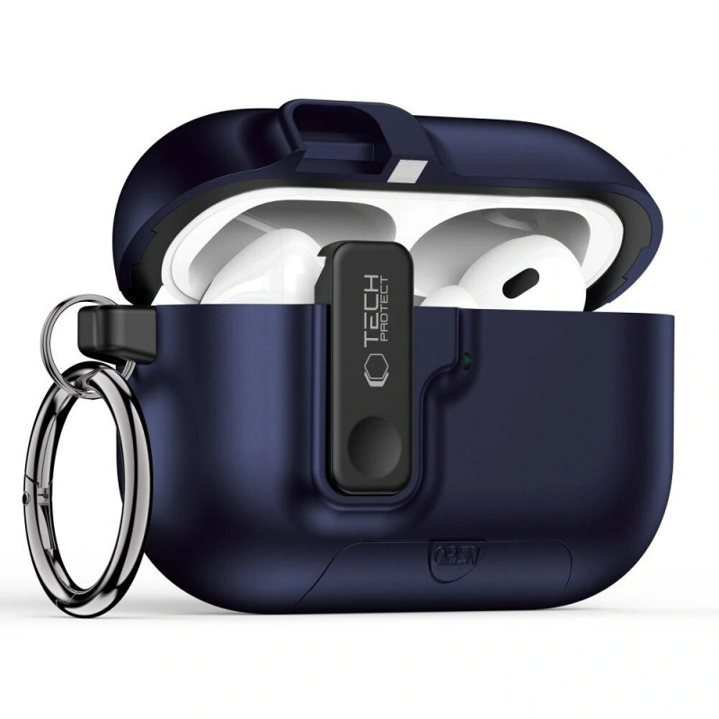 Puzdro Tech-Protect Slim Hook pre Apple AirPods Pro 3, námornícka modrá