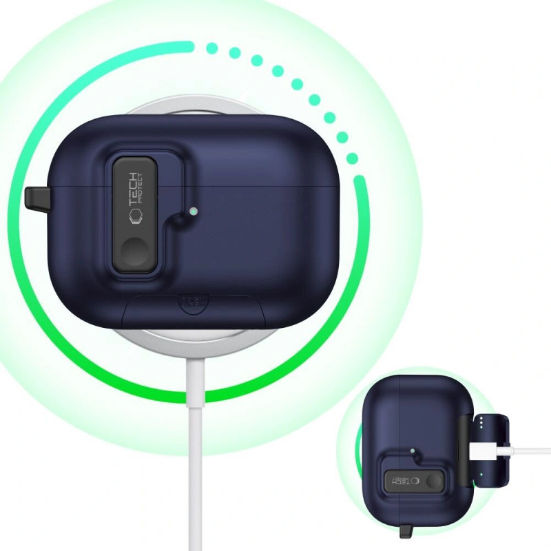 Puzdro Tech-Protect Slim Hook pre Apple AirPods Pro 3, námornícka modrá