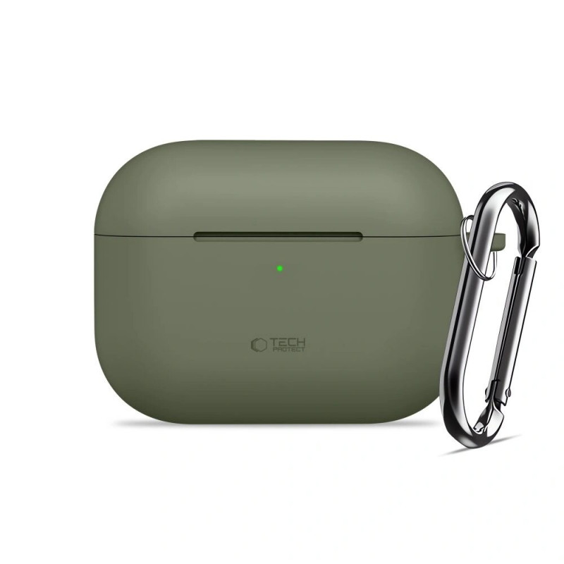 Tech-Protect Silikónové puzdro Hook pre Apple AirPods Pro 3, olivovo zelené
