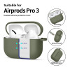 Tech-Protect Silikónové puzdro Hook pre Apple AirPods Pro 3, olivovo zelené