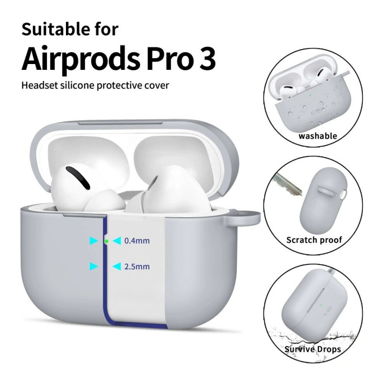 Tech-Protect Silikónové puzdro Hook pre Apple AirPods Pro 3, crayon grey