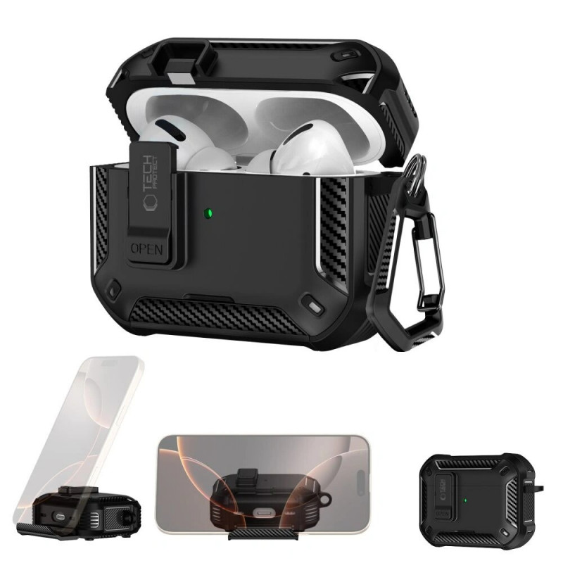 Tech-Protect Carbonox MagSafe puzdro pre Apple AirPods Pro 3, THP4731, čierne