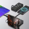 Wozinsky W11-B 10000mAh 10W power bank s vstavanými káblami a svietidlom, čierny