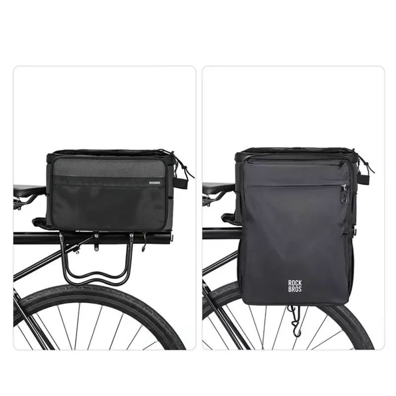 Rockbros A30 ROAD TO SKY skladacia cyklistická taška na nosič 15–30 L, čierna