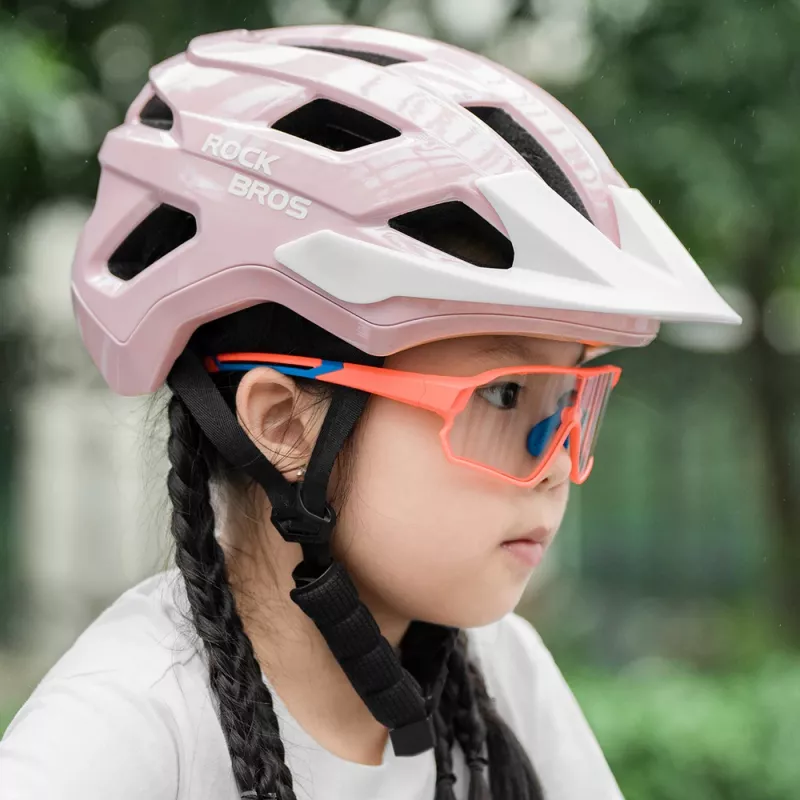 Detská cyklistická prilba Rockbros LK-67 s odnímateľným štítom 54–58 cm, ružová