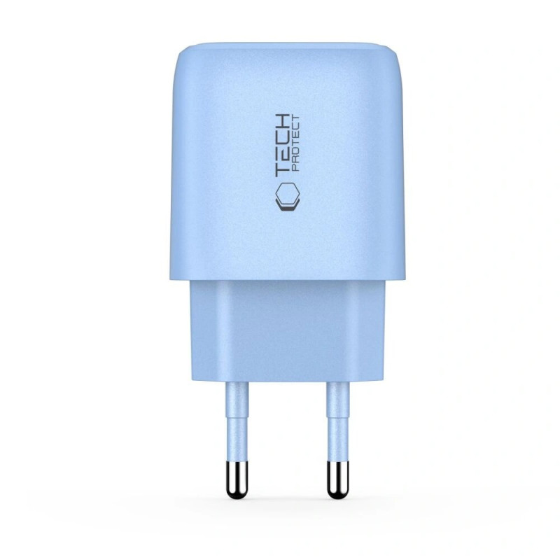 Tech-Protect NCA30 sieťová nabíjačka USB-A, USB-C PD 30W / QC3.0 baby blue