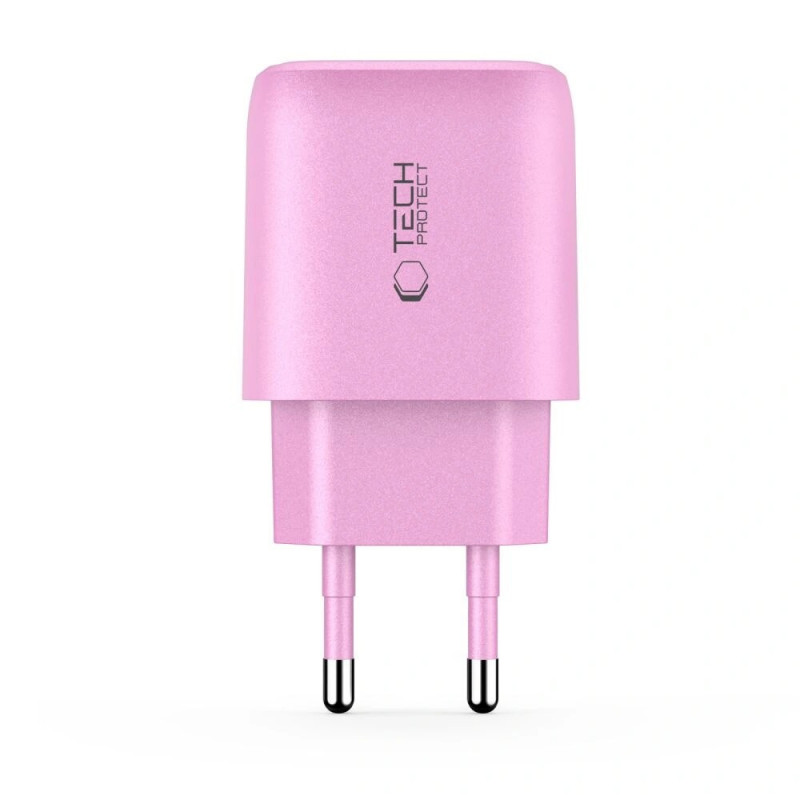 Tech-Protect NCA30 sieťová nabíjačka USB-A, USB-C PD 30W / QC3.0, baby pink