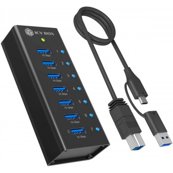 ICY BOX IB-AC618a 7-portový USB 3.2 Gen 2 hub, hliníkový, 12 V