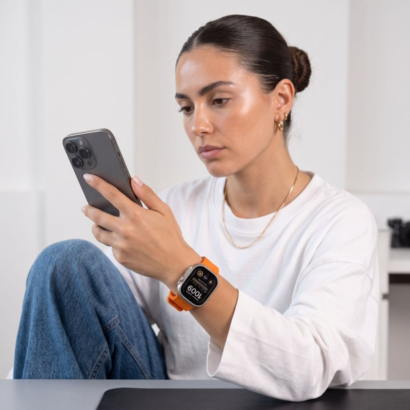 Tech-Protect Silicone Line remienok pre Apple Watch 8 / 9 / 10 / 11 / 12 / SE / Ultra 44/45/46/49 mm, oranžový