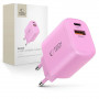 Tech-Protect NCA20 USB-A / USB-C nástenná nabíjačka PD 20W / QC3.0, Baby Pink