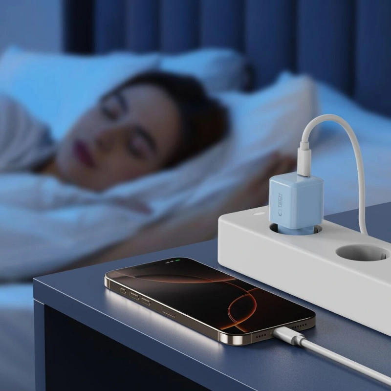 Nabíjačka do zásuvky Tech-Protect NCM25 USB-C PD 25W, Baby Blue