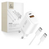 Tech-Protect NCA20 nástenná nabíjačka USB-A / USB-C PD 20W / QC3.0 s káblom USB-C / USB-C 100 cm, biela