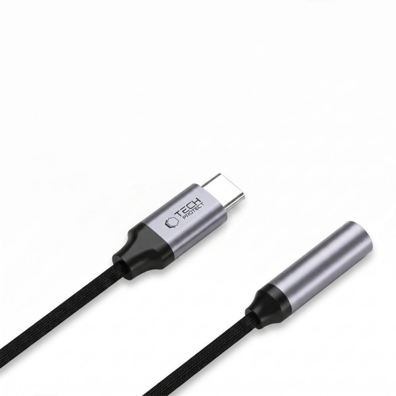 Tech-Protect Ultraboost USB-C na 3,5 mm mini jack DAC adaptér, iron grey