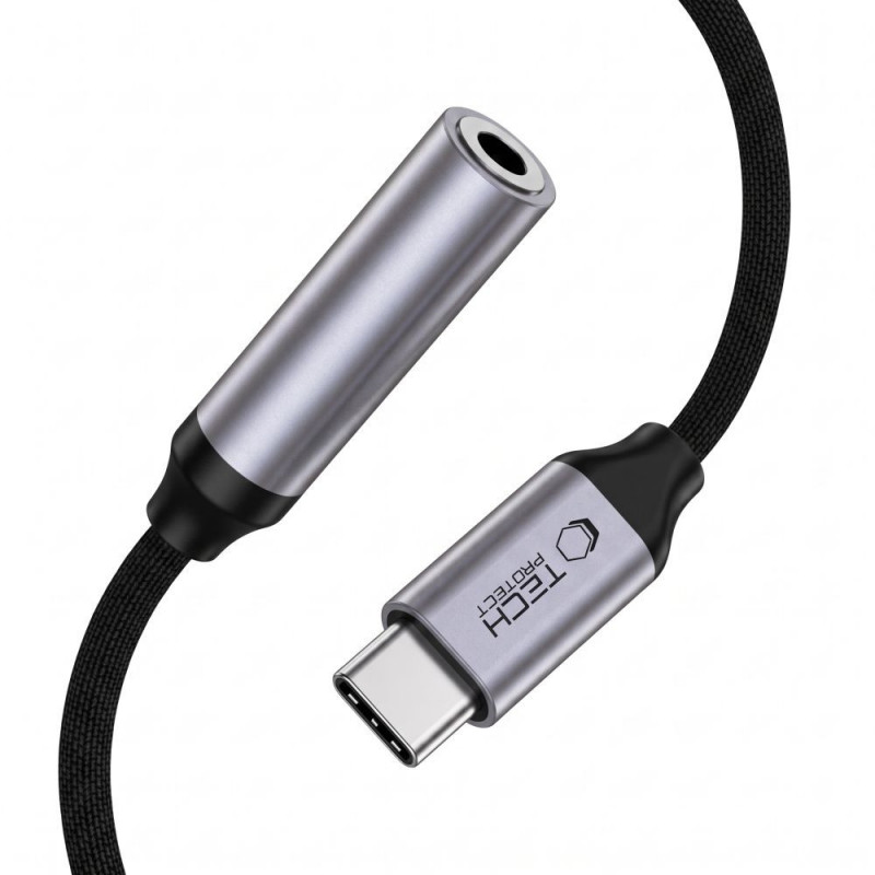 Tech-Protect Ultraboost USB-C na 3,5 mm mini jack DAC adaptér, iron grey