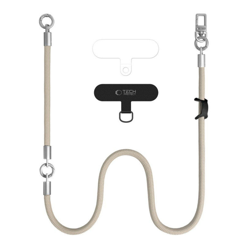 Tech-Protect C10S Rope crossbody a náramkový popruh, Desert Beige/Titanium