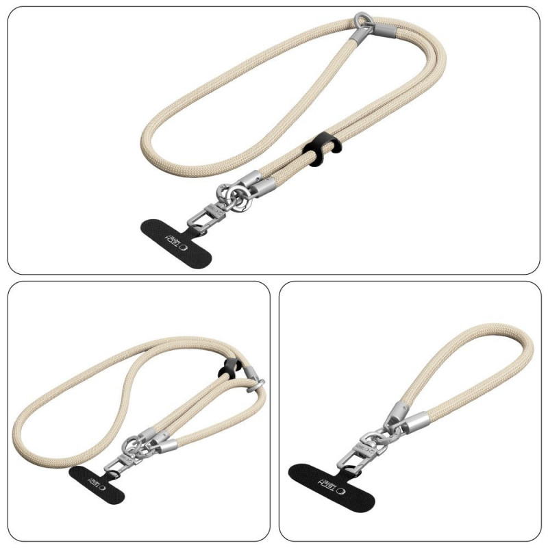 Tech-Protect C10S Rope crossbody a náramkový popruh, Desert Beige/Titanium