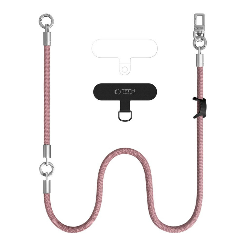 Tech-Protect C10S Rope Set popruhu crossbody a pútka na zápästie, Dusty Rose/Titán