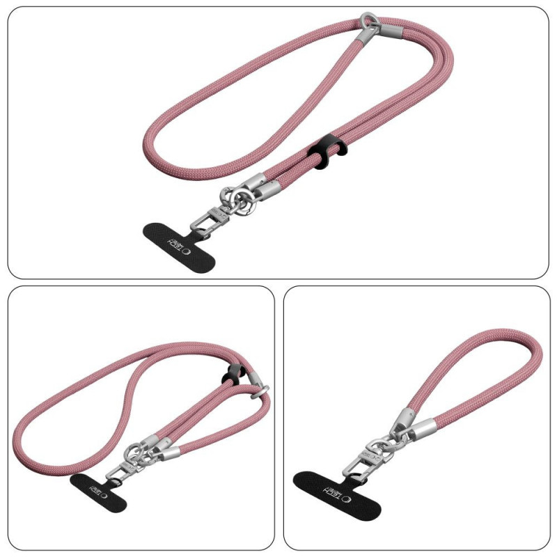 Tech-Protect C10S Rope Set popruhu crossbody a pútka na zápästie, Dusty Rose/Titán