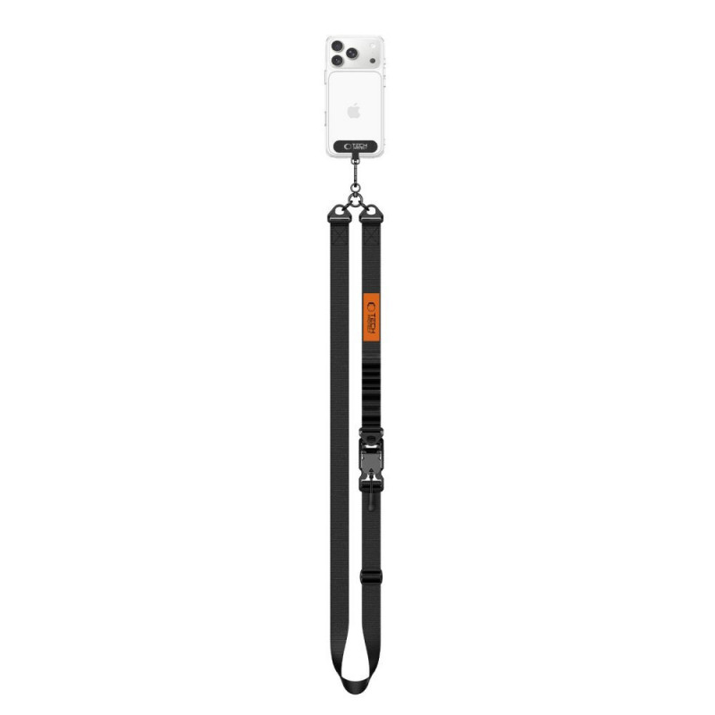 Tech-Protect C9S Rope Crossbody popruh na telefón cez telo, čierna/oranžová