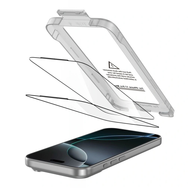Tech-Protect Quick Set+ tvrdené sklo na ochranu displeja pre Apple iPhone 17 Pro Max, čierne (2 ks)