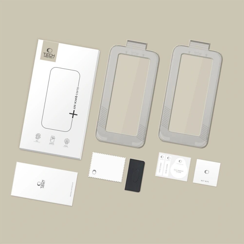 Tech-Protect Quick Set+ THP4500 tvrdené sklo na ochranu displeja pre Apple iPhone 17 Pro, čierne (2 ks)