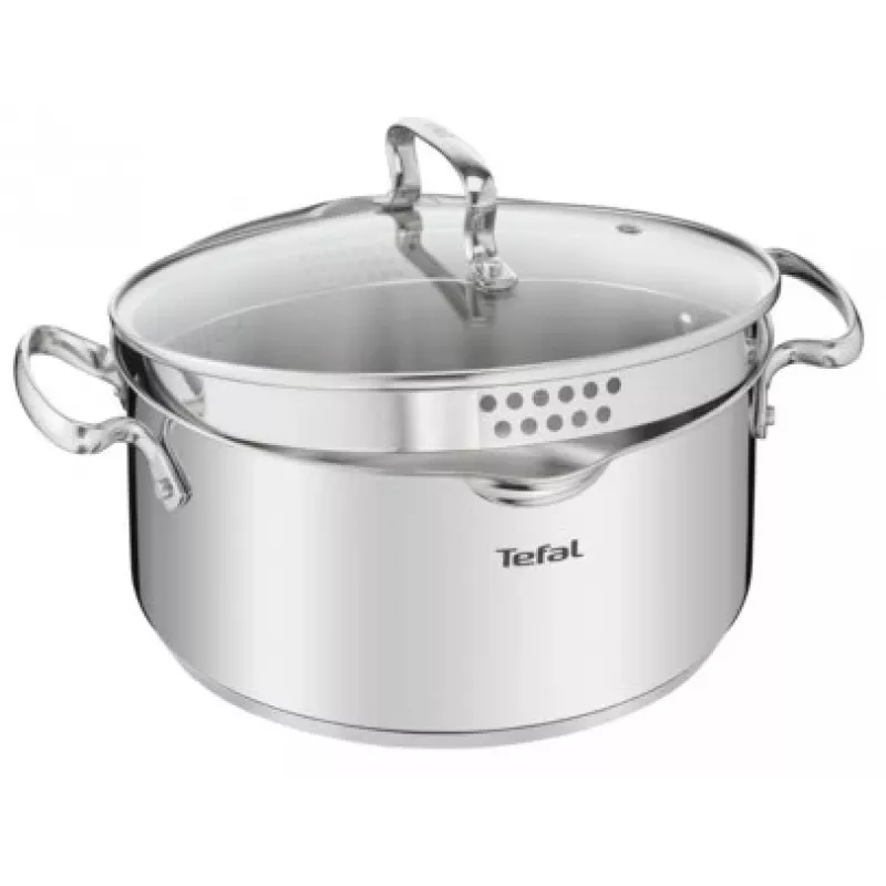 Tefal Duetto+ G7194655 Hrniec, okrúhly, nerezová oceľ, 24 cm, sklenené veko