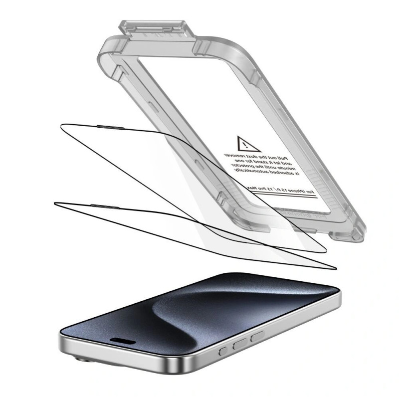 Tech-Protect Quick Set+ tvrdené sklo pre Apple iPhone 15 Pro (2 ks), čierne