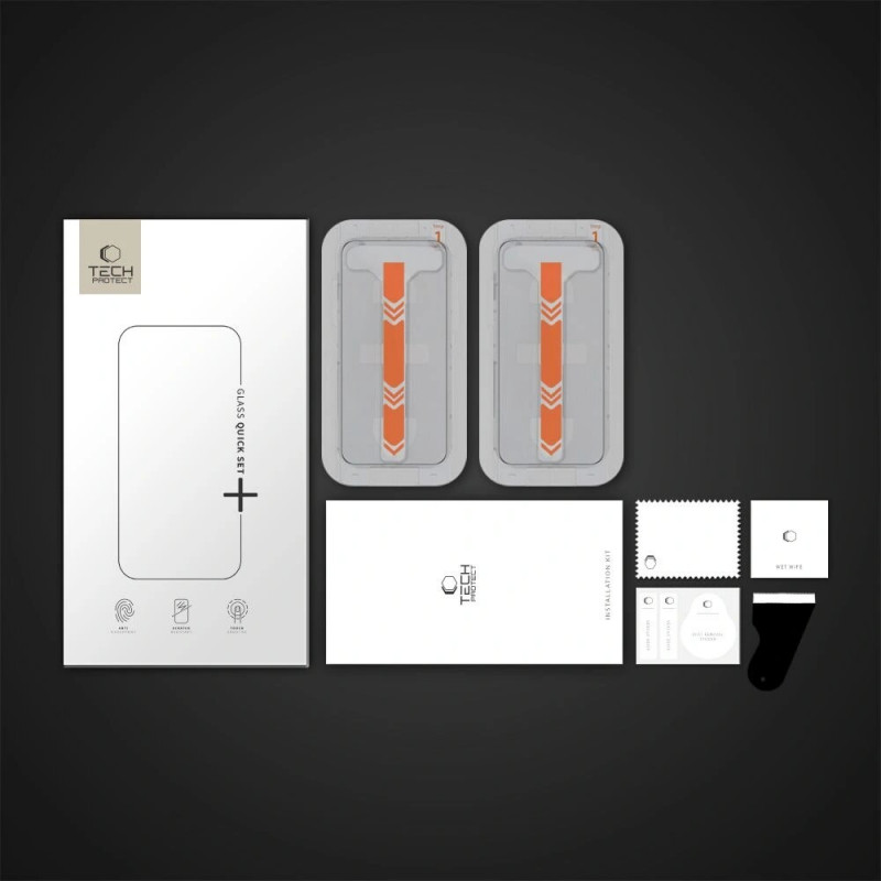 Tech-Protect Quick Set+ tvrdené sklo pre Apple iPhone 15 Pro (2 ks), čierne