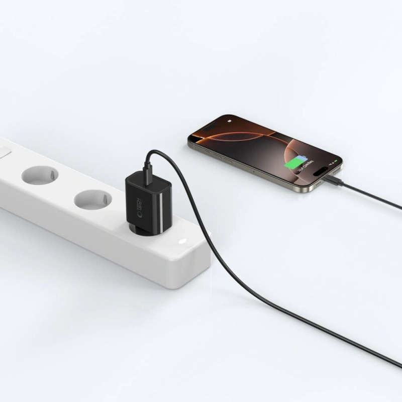 Tech-Protect NC20W USB-C nástenná nabíjačka PD 20W, čierna