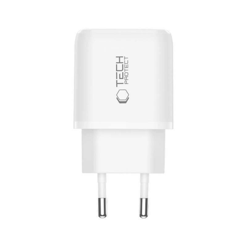 Tech-Protect NCA20 USB-A, USB-C nástenná nabíjačka PD 20W / QC3.0, biela
