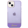 Guess GUHCP14SHGCOU Priehľadný pevný obal pre Apple iPhone 14 / 15 / 13 6,1 palca, fialový