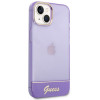 Guess GUHCP14SHGCOU Priehľadný pevný obal pre Apple iPhone 14 / 15 / 13 6,1 palca, fialový