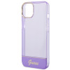 Guess GUHCP14SHGCOU Priehľadný pevný obal pre Apple iPhone 14 / 15 / 13 6,1 palca, fialový