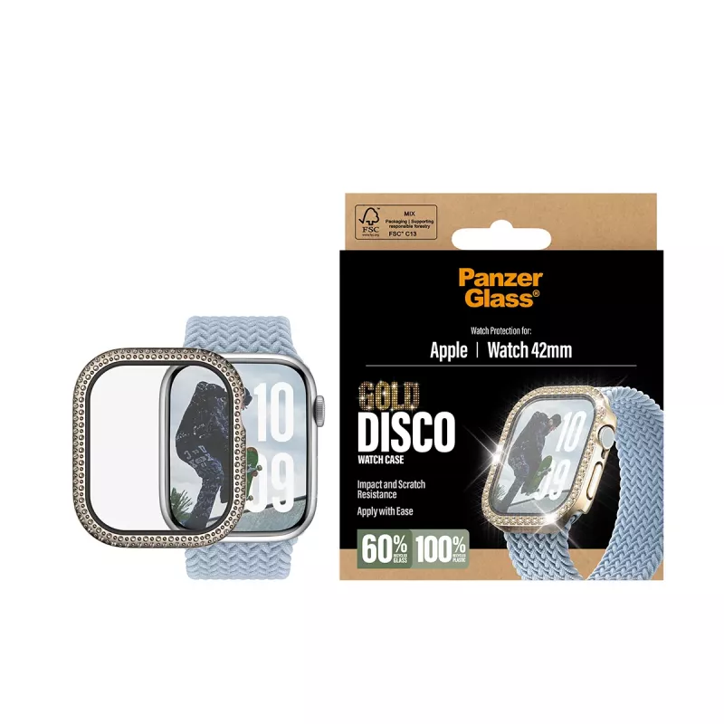 PanzerGlass Fullbody ochranné sklo na displej pre Apple Watch 2025 42 mm, Disco Gold (PG88079)